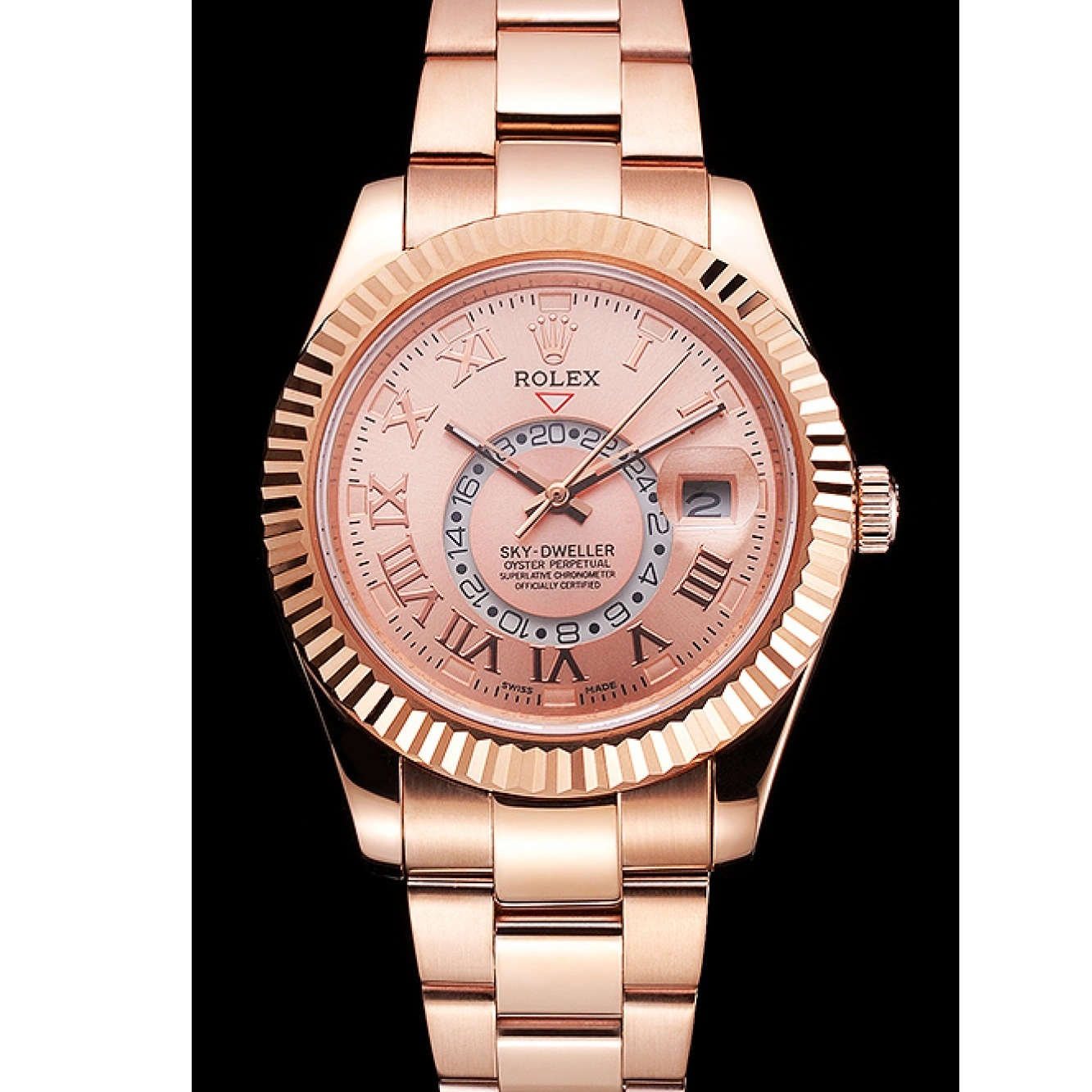 MiroTime 0824 Rolex Sky Dweller Rose Gold Dial Rose Gold Case And Bracelet